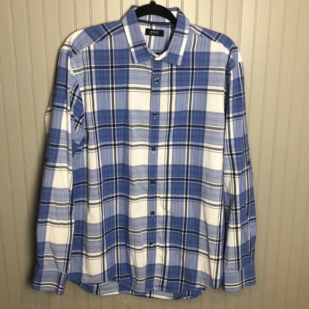 ALFANI Blue & White Button Down